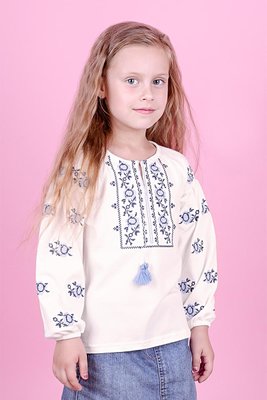 Джемпер-вишиванка для дівчаток V.L. Януся білий з синім 010384111-034 (92 см) 010384111-034 фото
