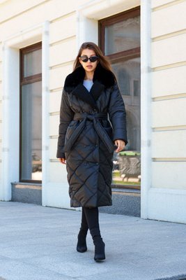 Жіноче зимове пальто M.N. чорний з чорним ПВ-318(52) ПВ-318 фото
