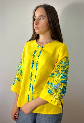 Жіноча вишиванка A.L. Лаванда жовтий з синім 20011_1 (46) 20011_1  фото