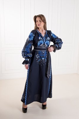 Жіноча вишита сукня Galych Либідь синій 473832 (S) 473832 фото