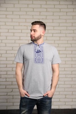 Чоловіча футболка-вишиванка Galych Традиція сірий з сіро-білим 9078 (S) 9078 фото