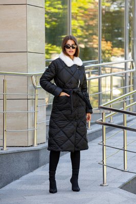 Жіноче зимове пальто M.N. чорний з білим ПВ-318(44) ПВ-318 фото