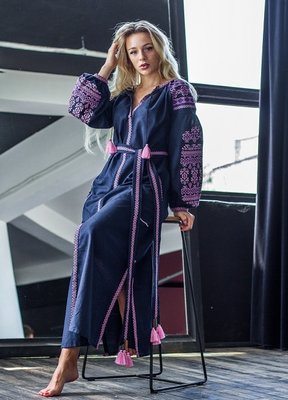 Жіноча вишита сукня Galych Злата синій з рожевим 3321 (S) 524308613 фото