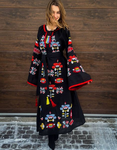 Жіноча вишита сукня A.L. Квітослава чорний 77899 (38) 77899 фото