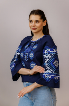 Жіноча вишиванка Galych Богуслава синій 4571 (S) 4571 фото