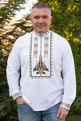 Чоловіча вишиванка V.L. Тризуб білий 470120193-001 (S) 470120193-001 фото