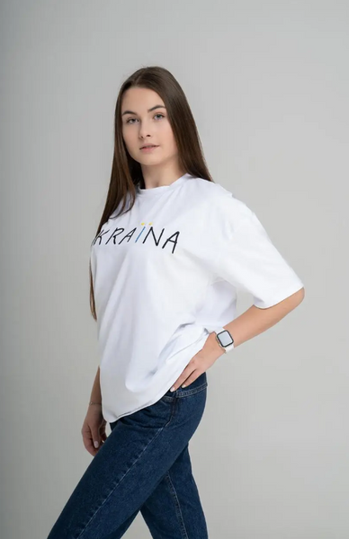 Жіноча оверсайз футболка-вишиванка M.S. Україна білий G-100 (L/XL) G-100 фото