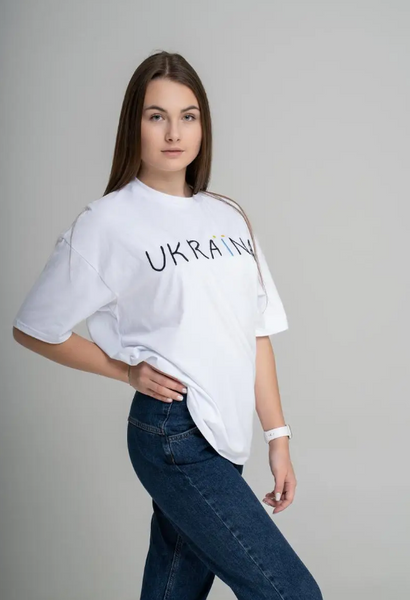 Жіноча оверсайз футболка-вишиванка M.S. Україна білий G-100 (L/XL) G-100 фото