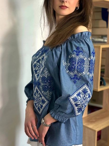 Жіноча вишиванка Galych Говерла блакитний з синім 8822 (M) 517570615 фото