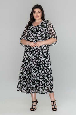 Жіноча сукня SIZE+ A.P. Марлен чорний з білим 101971 (52) 101971 фото