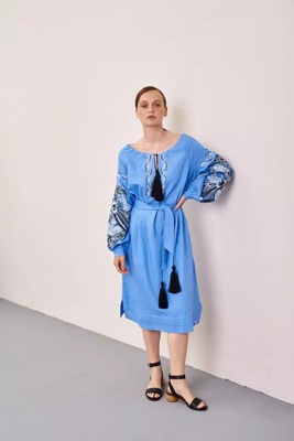 Жіноча вишита сукня M.S. Петраківка блакитний plj907 (M-L) 575713342 фото