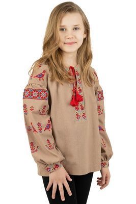 Вишиванка для дівчаток V.L. Роксоланка кавовий 010408193-112 (110) 010408193-112 фото