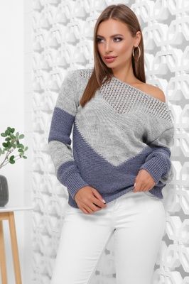 Светр жіночий MRS 46-50 р. темно-сірий-світлий джинс 163 (46-50) 163 темно-сірий-світлий джинс фото