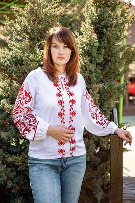 Жіноча вишиванка V.L. Берегиня білий з червоним 301013193-001301013193-001(S) 301013193-001 фото