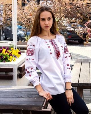 Жіноча вишиванка Galych Діва білий з червоним 8823  (S)  8823 фото