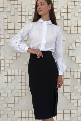 Жіноча сорочка білого кольору з мереживною вишивкою N.K. білий 3551-c01 (S) 3551-c01 фото