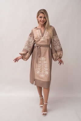 Жіноча вишита сукня Galych Оріана кавовий 39001 (L) 39001 фото