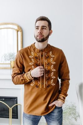 Чоловіча вишиванка Galych Єремій коричневий 7700 (M) 7700 фото