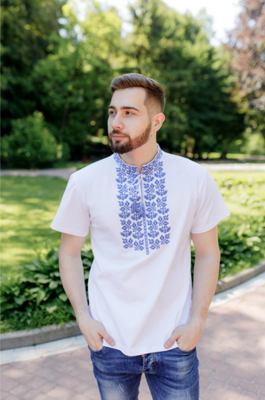 Чоловіча футболка-вишиванка Galych Ярило білий з синім 5689 (S) 5689 фото