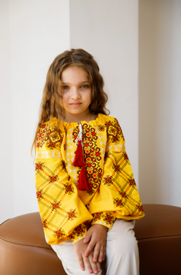 Вишиванка для дівчаток Galych Ангеліна жовтий з червоним 17091 (104 см) 17091 фото