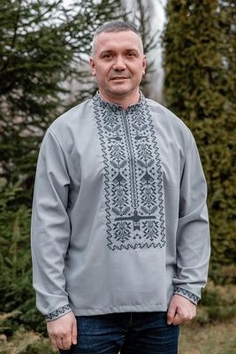 Чоловіча вишиванка V.L. Символіка сірий 470106193-023 (S) 470106193-023 фото