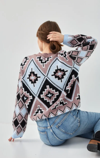 Жіночий светр Бренді M.S. блакитний з білим vj5241 (44-48) vj5241 фото