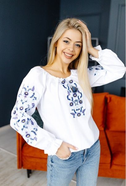 Жіноча вишиванка Galych Вюнок білий з синім 8881 (M) 524191425 фото