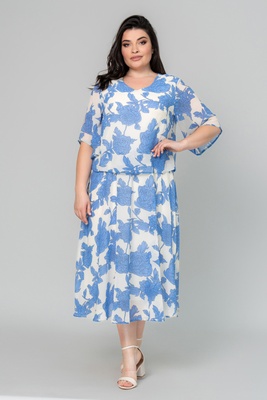 Жіноча сукня SIZE+ A.P. Марлен блакитні піони 101972 (52) 101972 фото