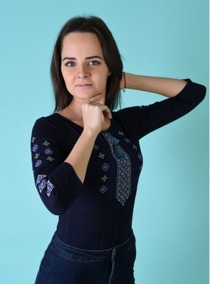 Жіночий лонгслів-вишиванка Galych Колорит синій з синім 6603 (L) 514340112 фото