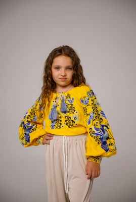 Вишиванка для дівчаток Galych Зозулька жовтий з блакитним 4505 (104 см) 4505 фото