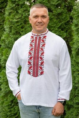 Чоловіча вишиванка V.L. Традиція білий з червоним 470117193-001 (S) 470117193-001 фото