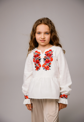 Вишиванка для дівчаток Galych Соломійка біла з червоним 45045 (116 см) 45045 фото