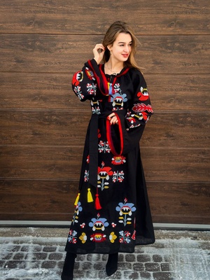 Жіноча вишита сукня A.L. Квітослава чорний 77899 (56) 77899 фото
